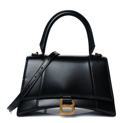 Balenciaga Shiny Box Calfskin Small Hourglass Top Handle Bag Black 1 of 11
