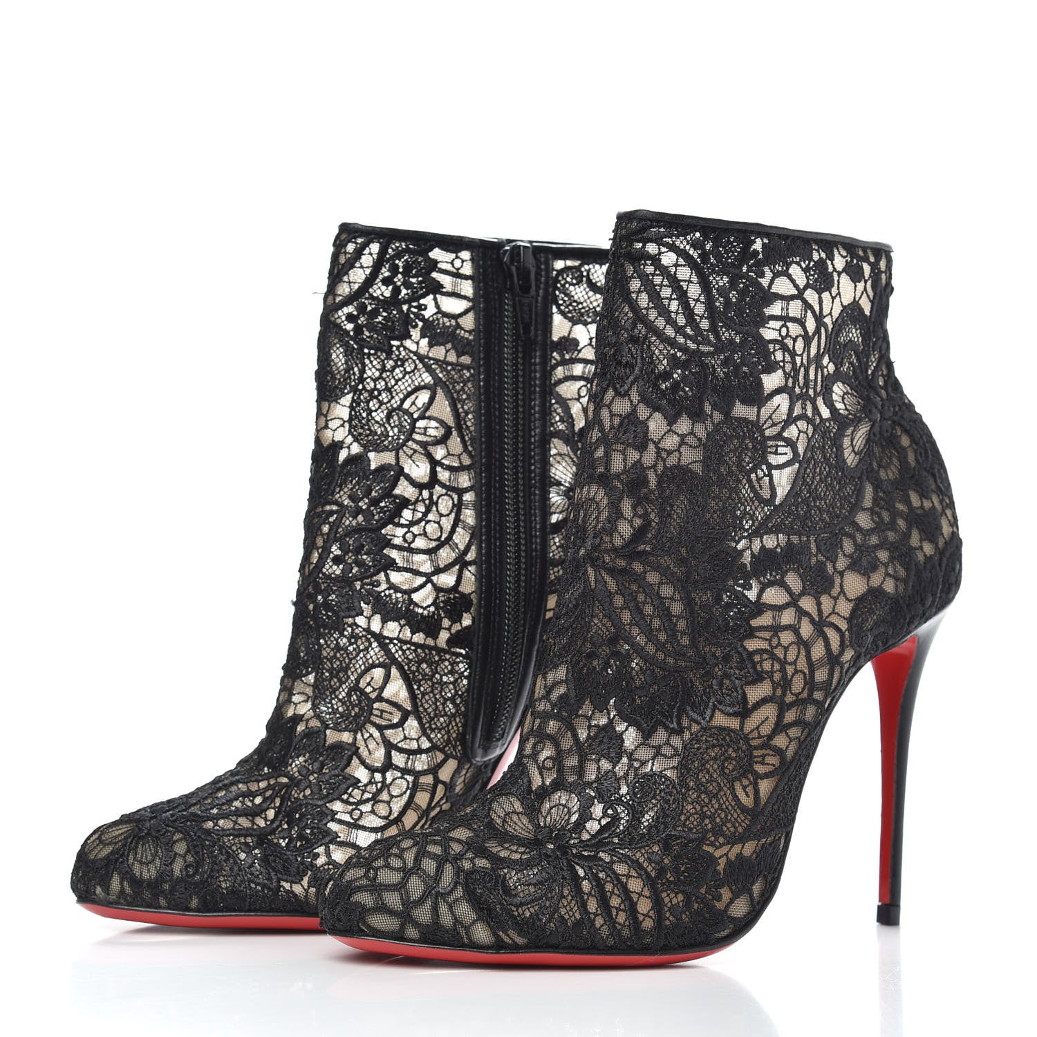 Christian Louboutin Mesh Guipure Wax Lace Kid Miss Tennis 100 Ankle Boots 35.5 Black 2 of 7