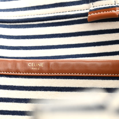 Celine Canvas Calfskin Striped Triomphe Cabas Brown 5 of 10