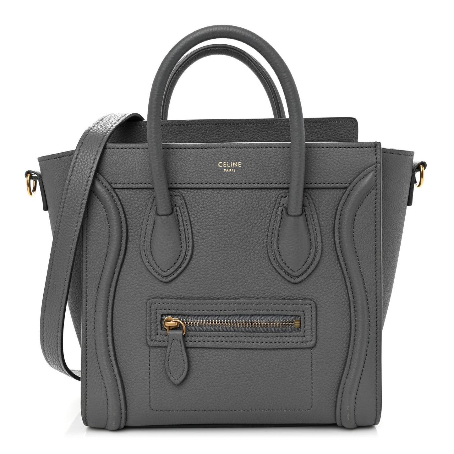 Baby Drummed Calfskin Nano Luggage Kohl
