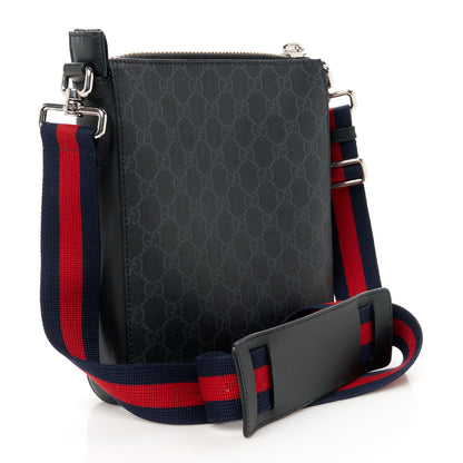 Gucci GG Supreme Monogram Web Small Flat Messenger Bag Black Grey 3 of 12