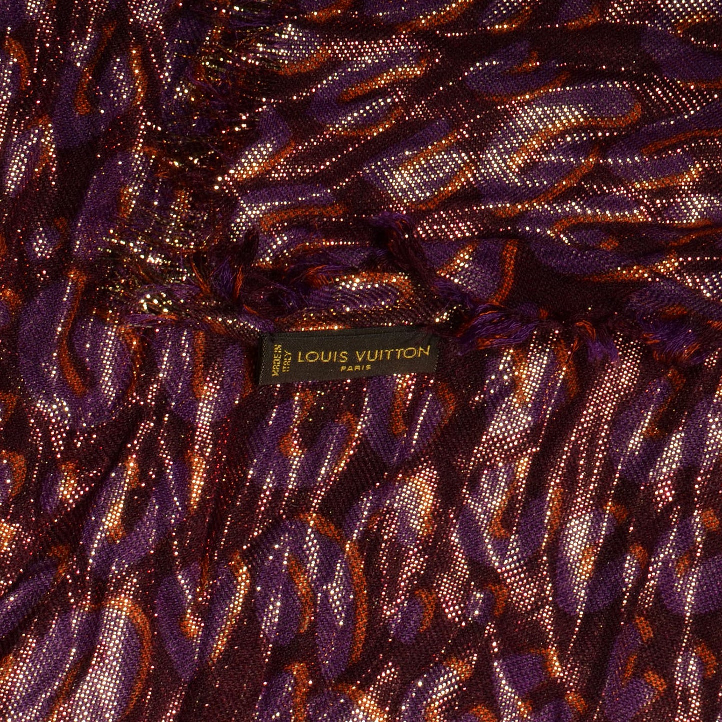 Cashmere Silk Leopard Disco Etole Stole Prune