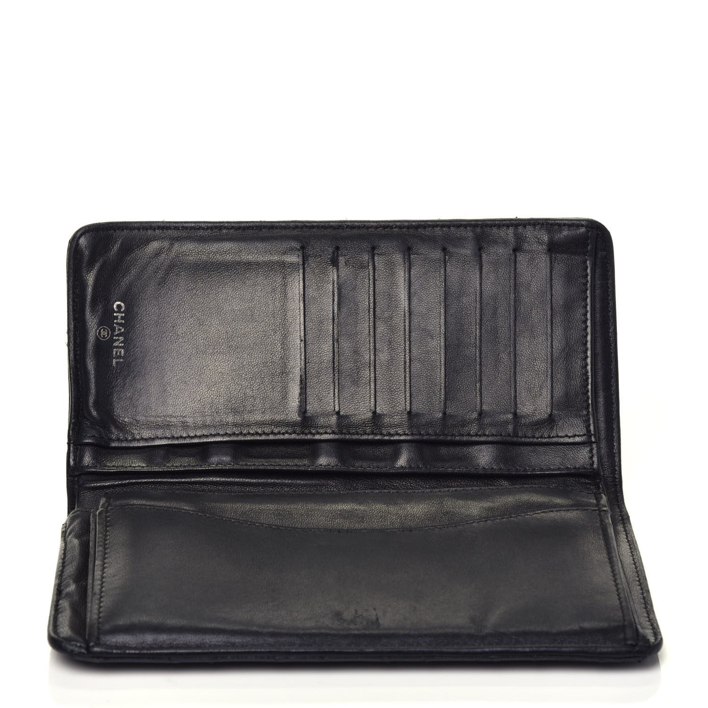 Lambskin Quilted Yen Wallet Black