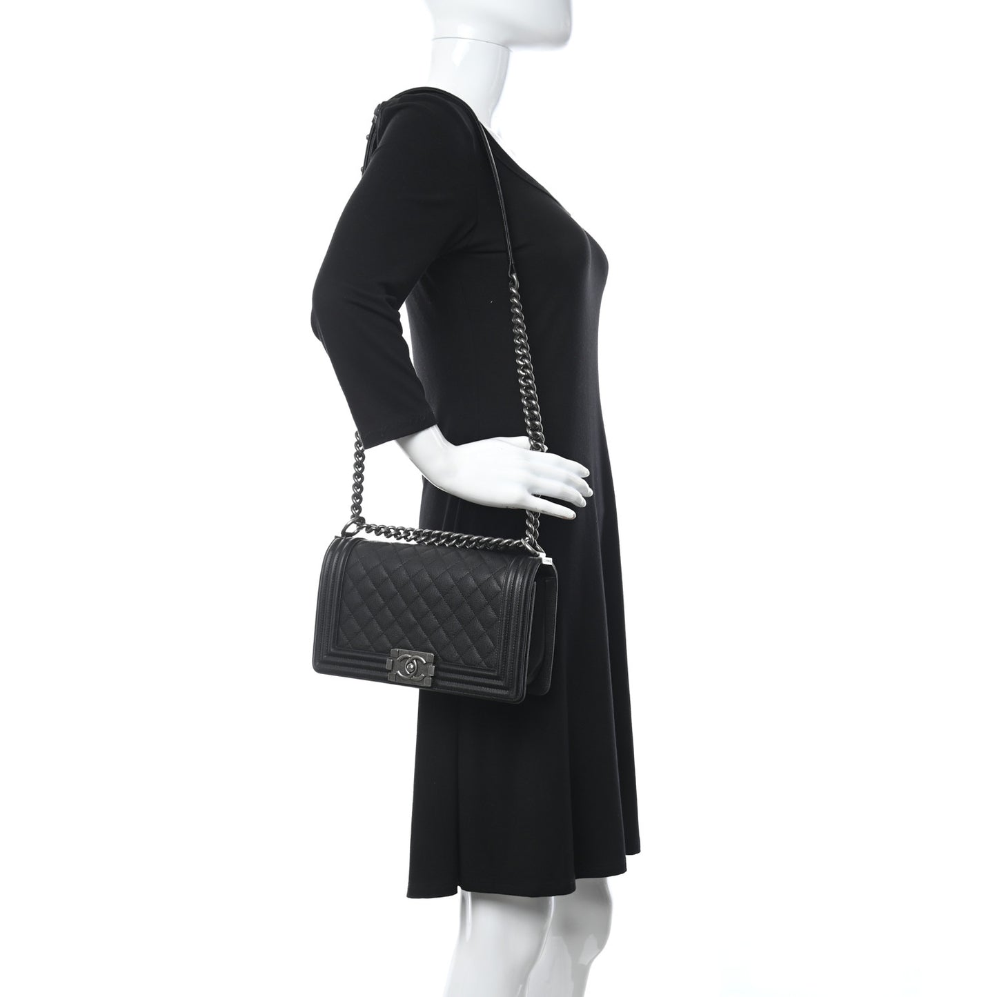 Calfskin Quilted Medium Boy Flap Black