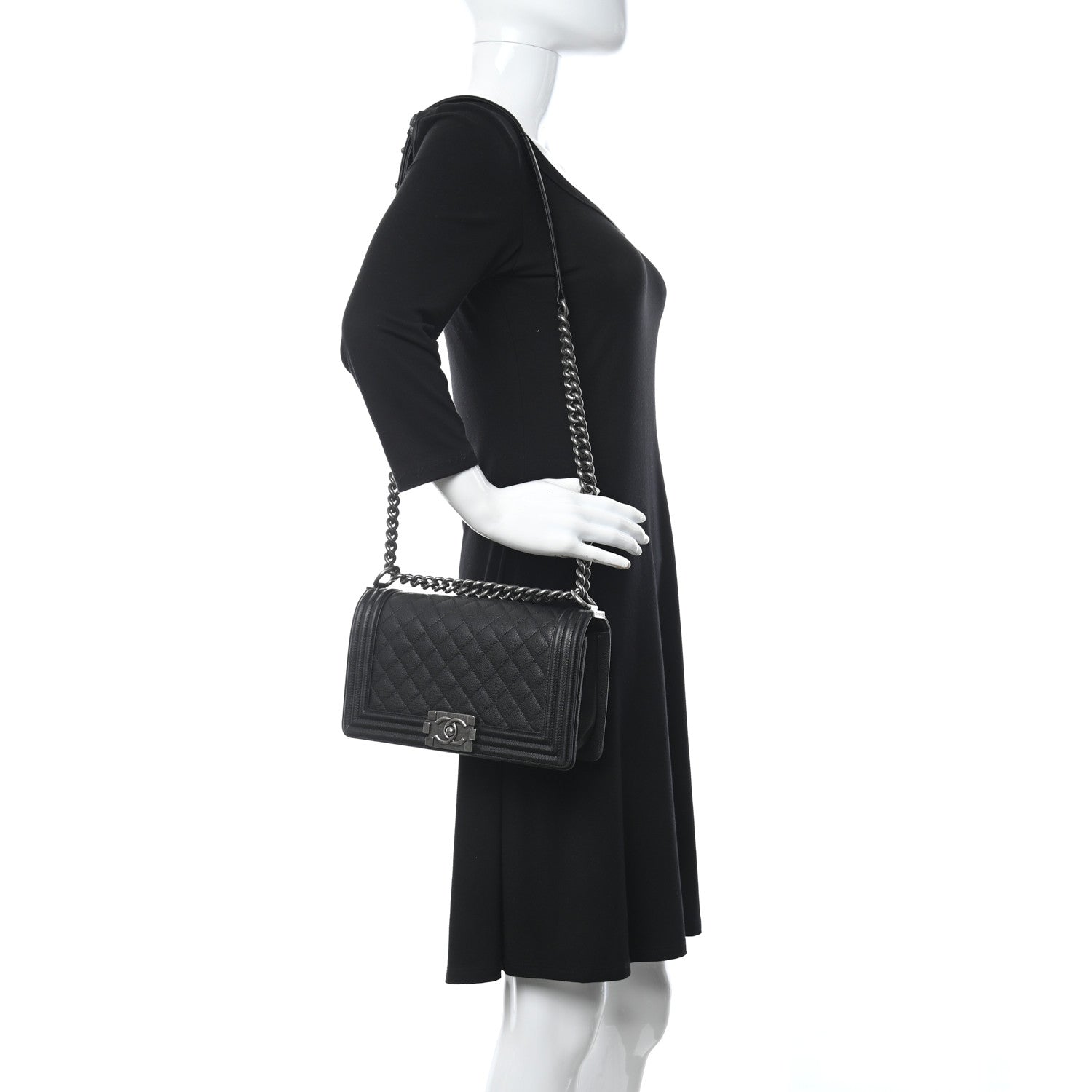 Chanel Calfskin Quilted Medium Boy Flap Black 2 of 12
