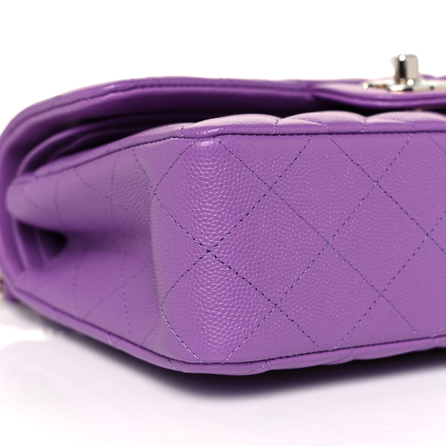 Caviar Quilted Small Double Flap Purple