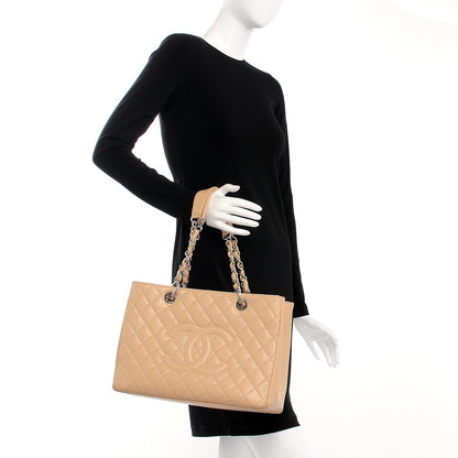 Chanel Caviar Quilted Grand Shopping Tote GST Beige Clair 2 of 28