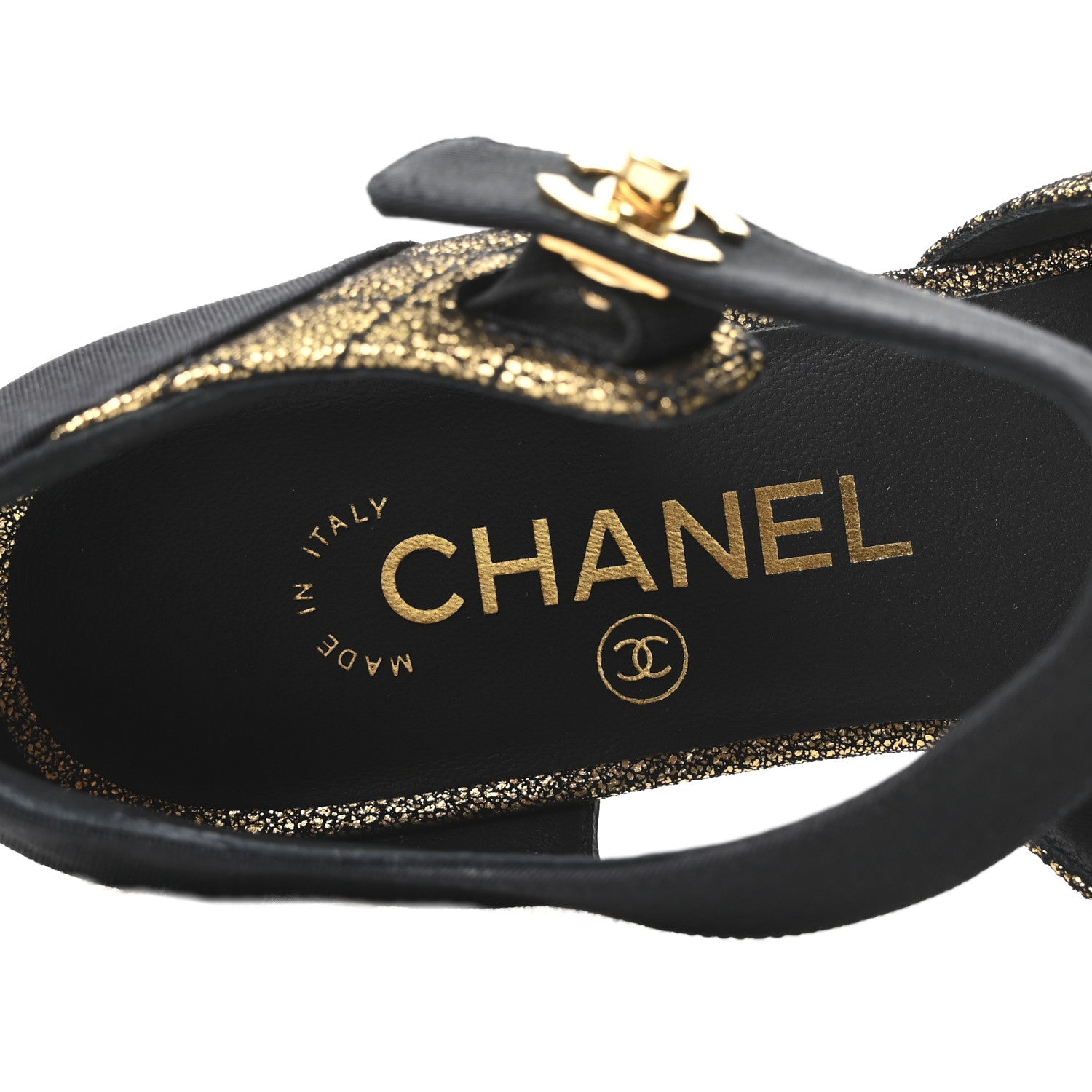Chanel Laminated Suede Kidskin Grosgrain Quilted Cap Toe Ballerina Flats 36.5 Gold Black 16 of 20