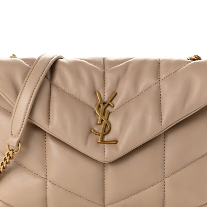 Saint Laurent Lambskin Quilted Toy Loulou Puffer Monogram Chain Satchel Dark Beige 8 of 10