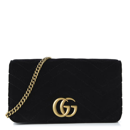 Gucci Velvet Matelasse GG Marmont Mini Bag Black 1 of 10