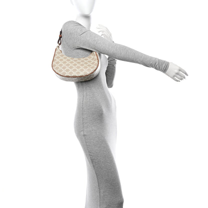 Celine Canvas Calfskin Ava Triomphe Shoulder Bag Grege 2 of 12