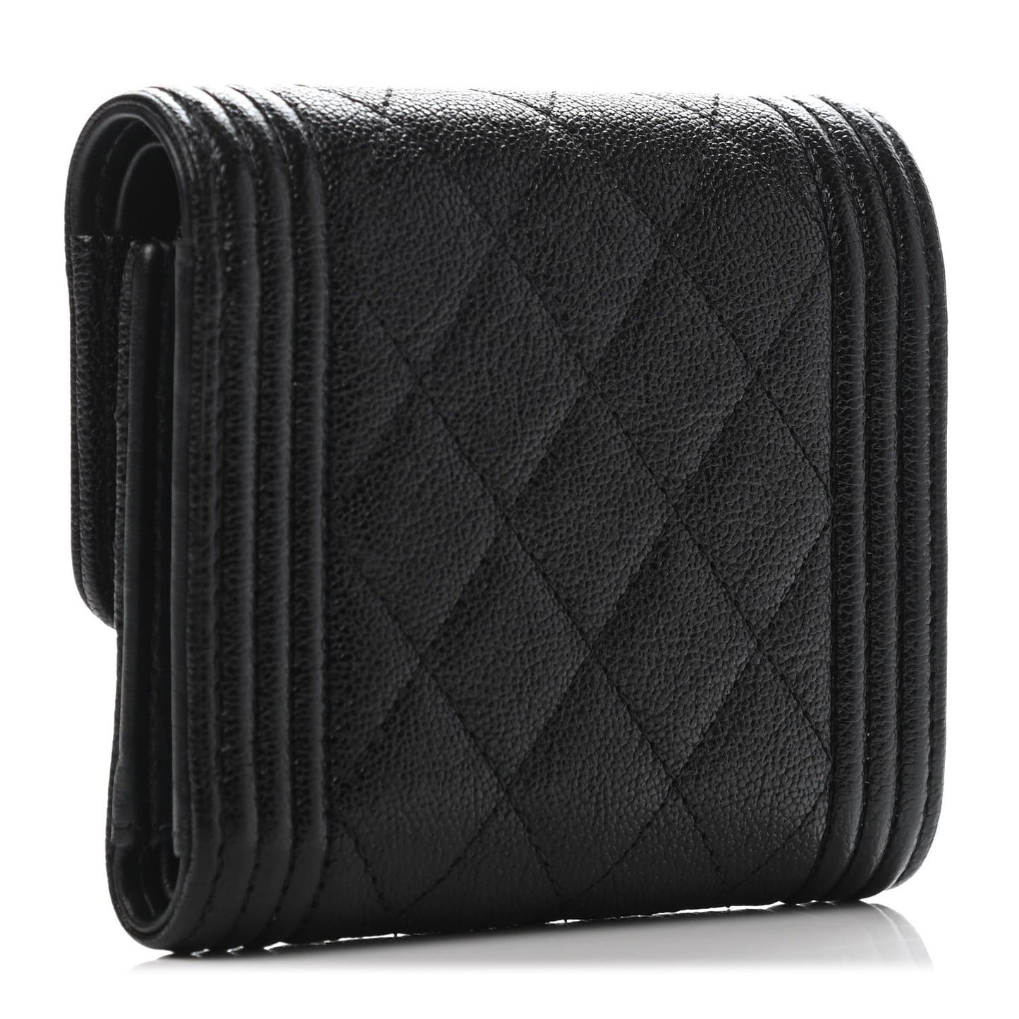 Caviar Quilted Compact Boy Wallet Black