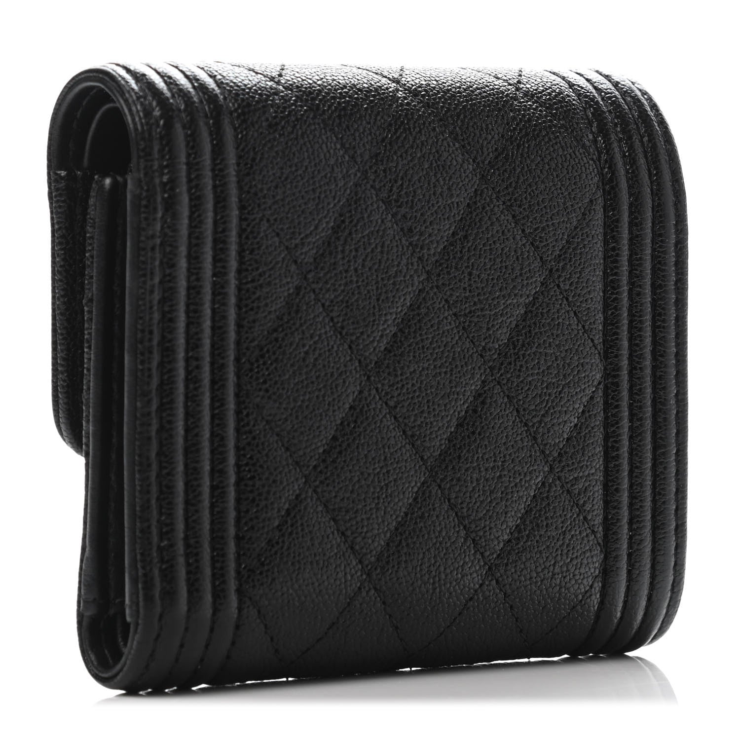 Chanel Caviar Quilted Compact Boy Wallet Black 3 of 4
