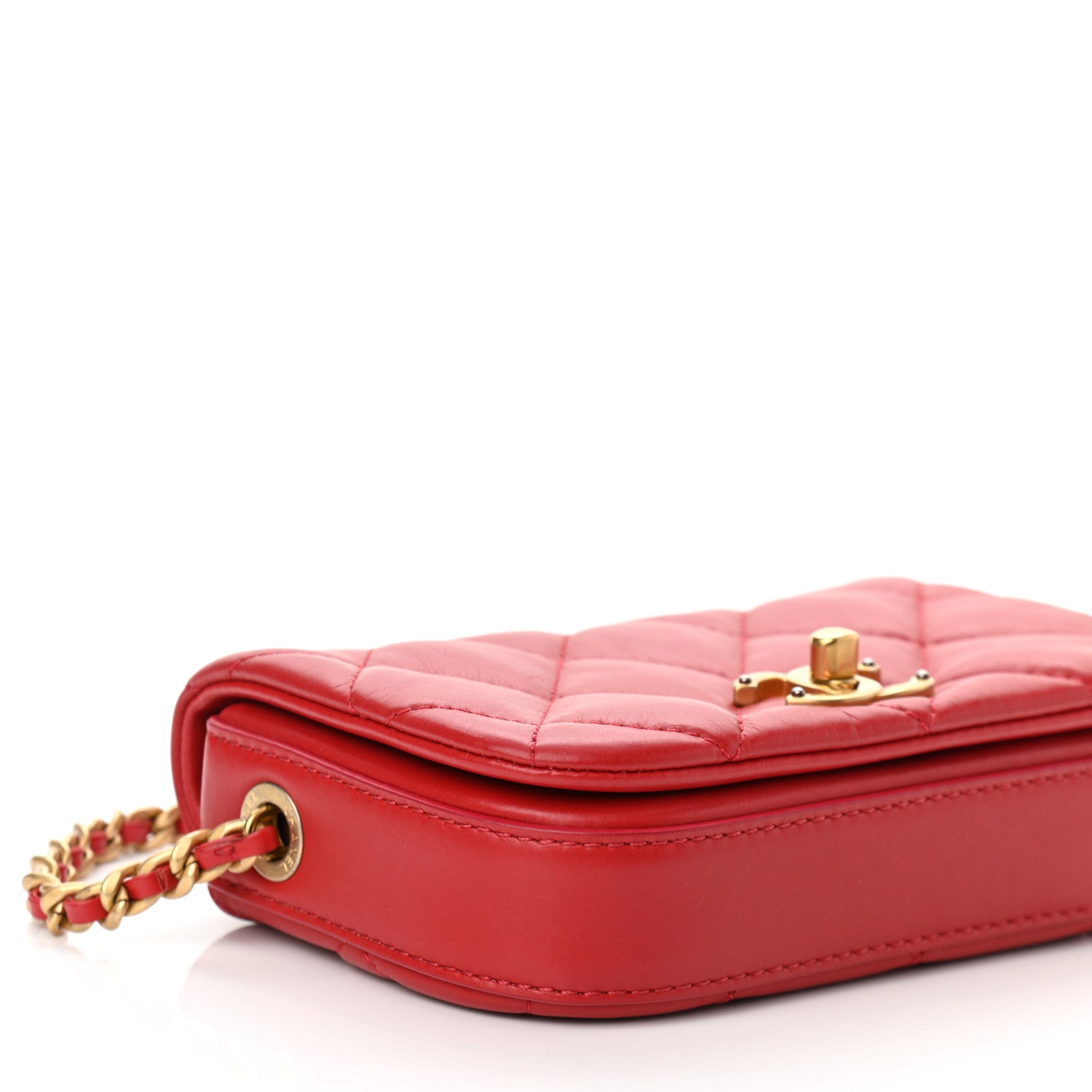 Chanel Calfskin Quilted Mini Nailed CC Flap Bag Red 9 of 11