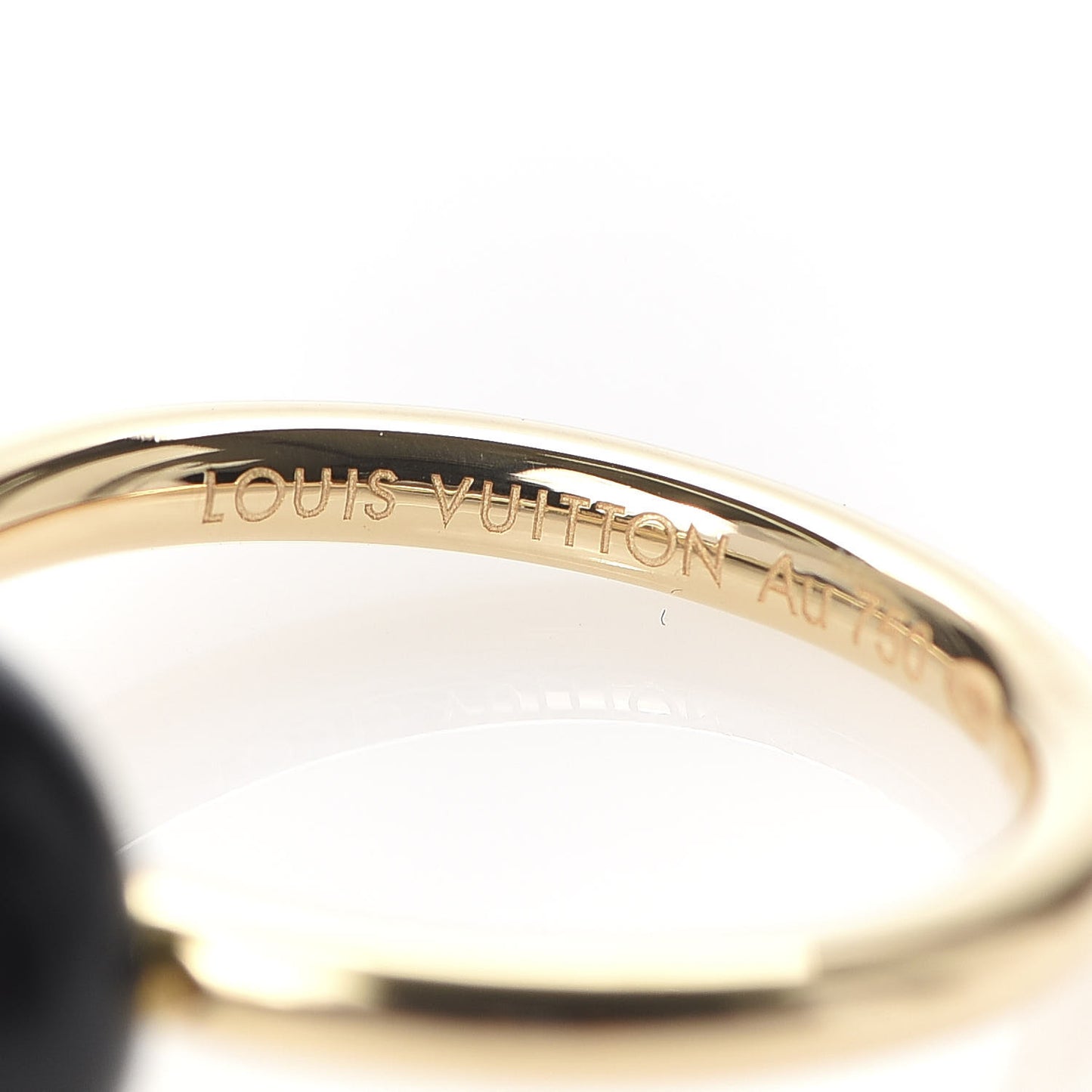18K Yellow Gold Diamond Black Onyx Idylle Blossom Ring 54 7