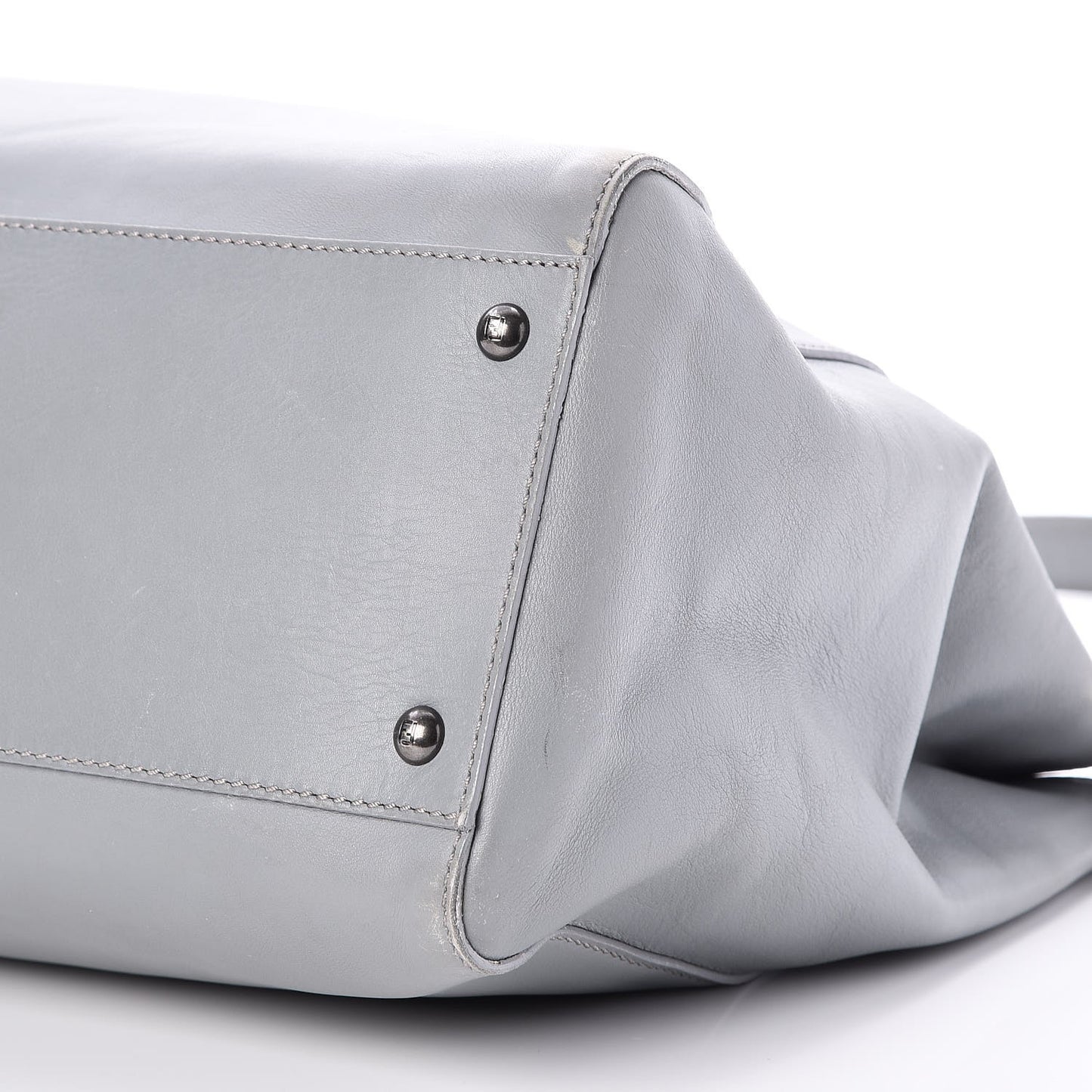 Vitello Suede Large Peekaboo Iconic Satchel Grigio Chiaro