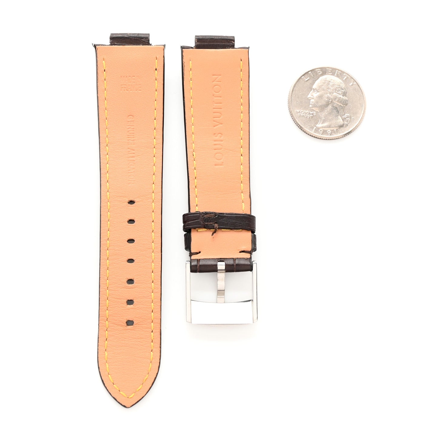 Alligator Tambour Watch Strap Brown