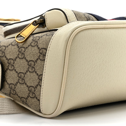 Gucci GG Supreme Monogram Textured Calfskin Web Small Ophidia Day Backpack Beige Ebony Mystic White 10 of 14