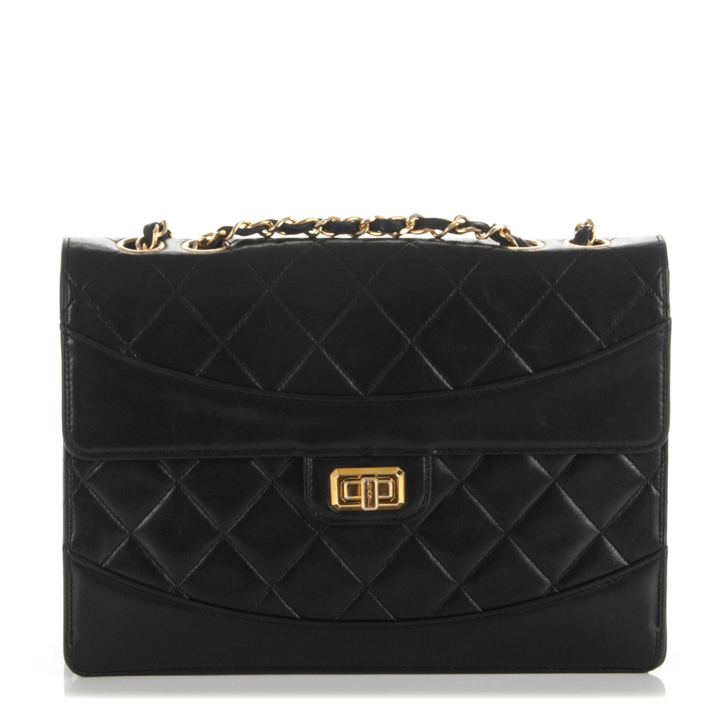 Lambskin Quilted Medium Single Flap Black