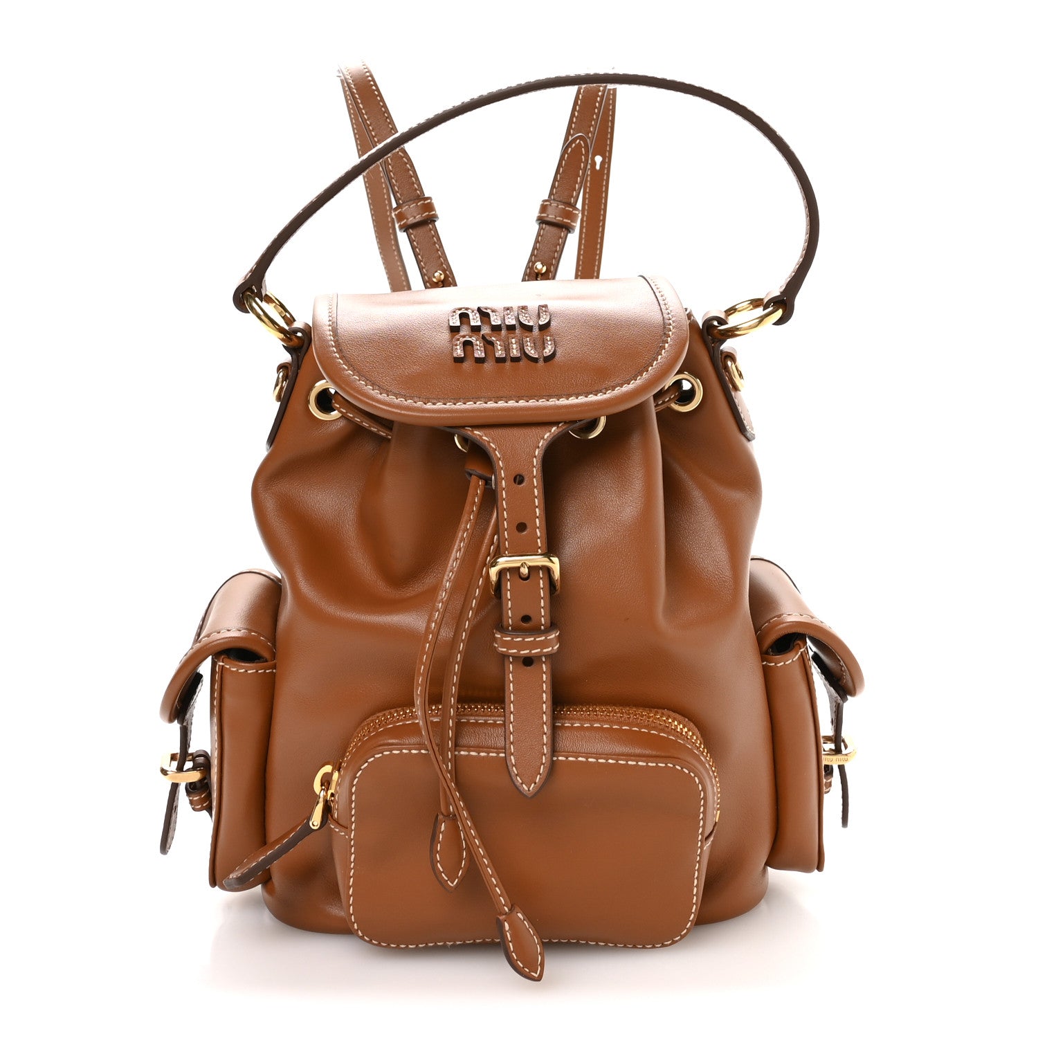 Miu Miu Soft Calfskin Medium Backpack Cognac 1871570 – FASHIONPHILE