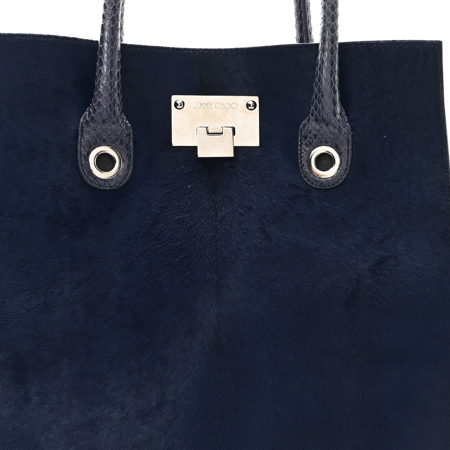 Jimmy Choo Calf Hair Snakeskin Rosabel Satchel Blue 7 of 11