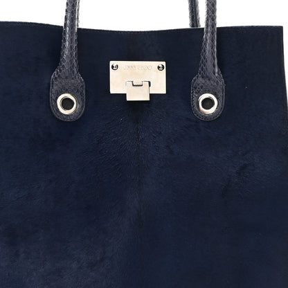 Jimmy Choo Calf Hair Snakeskin Rosabel Satchel Blue 7 of 11