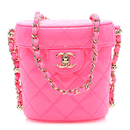 Chanel Patent Quilted CC Vani-Tea Case With Chain Neon Pink 1 of 10