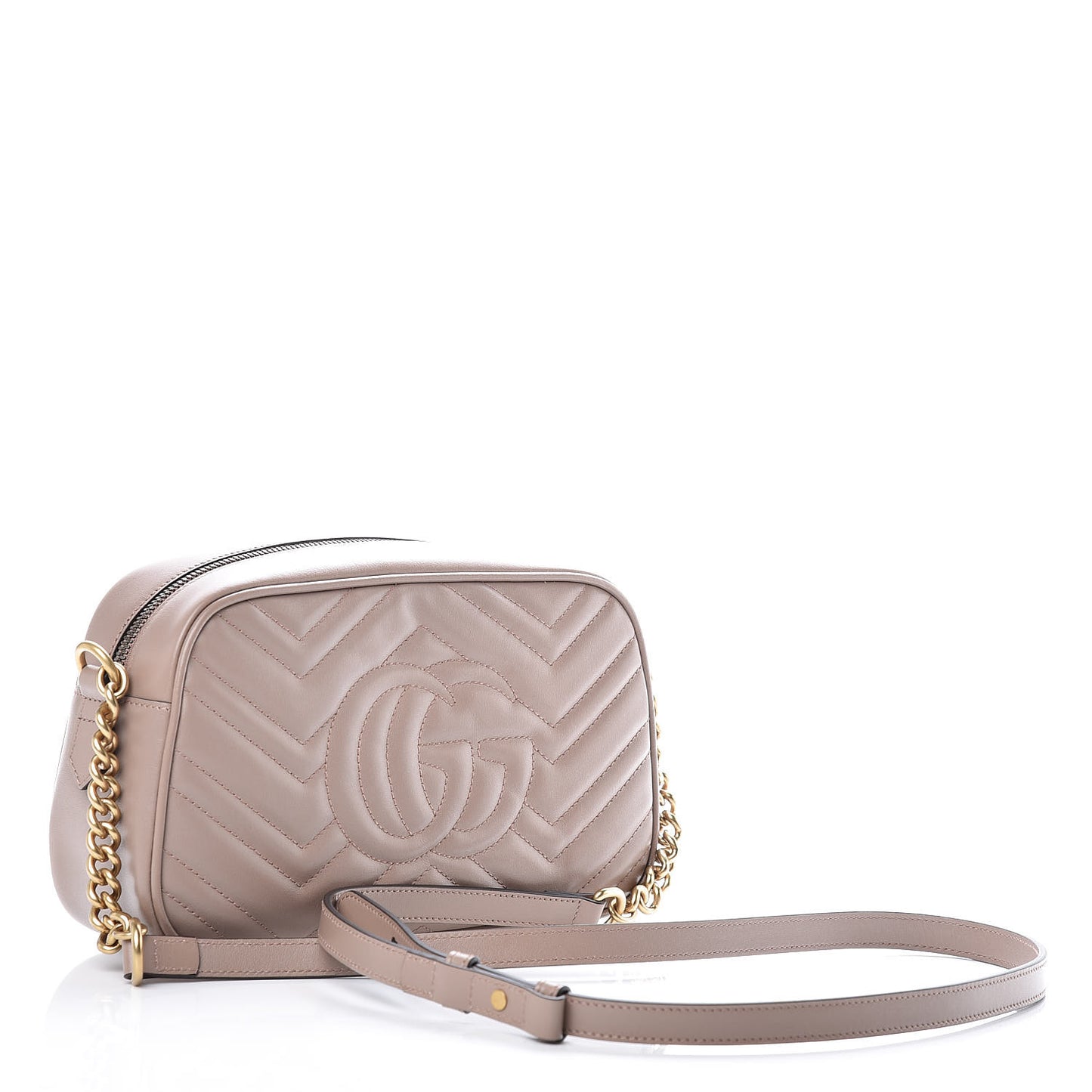 Calfskin Matelasse Small GG Marmont Chain Shoulder Bag Porcelain Rose