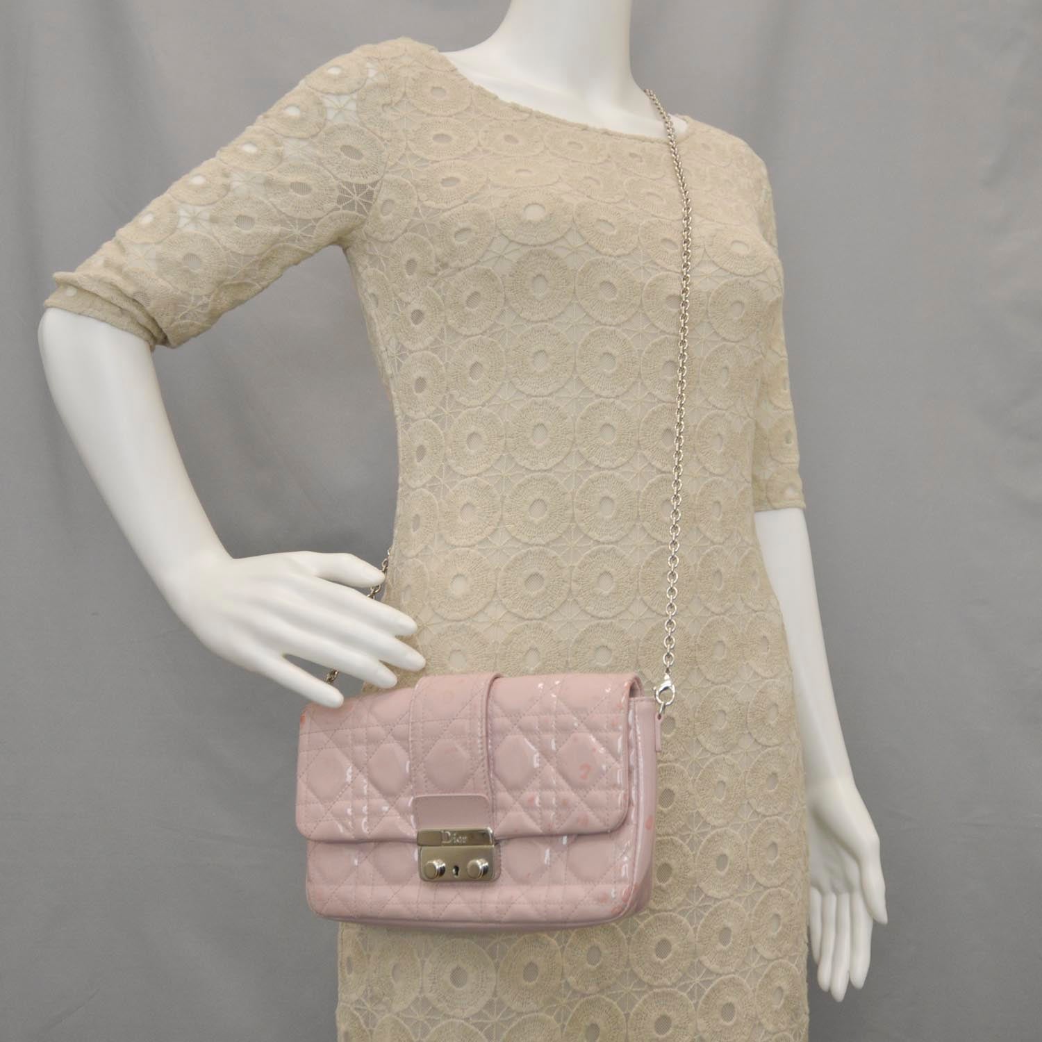 Christian Dior Patent Cannage New Lock Pouch Bag Rose Poudre 2 of 13