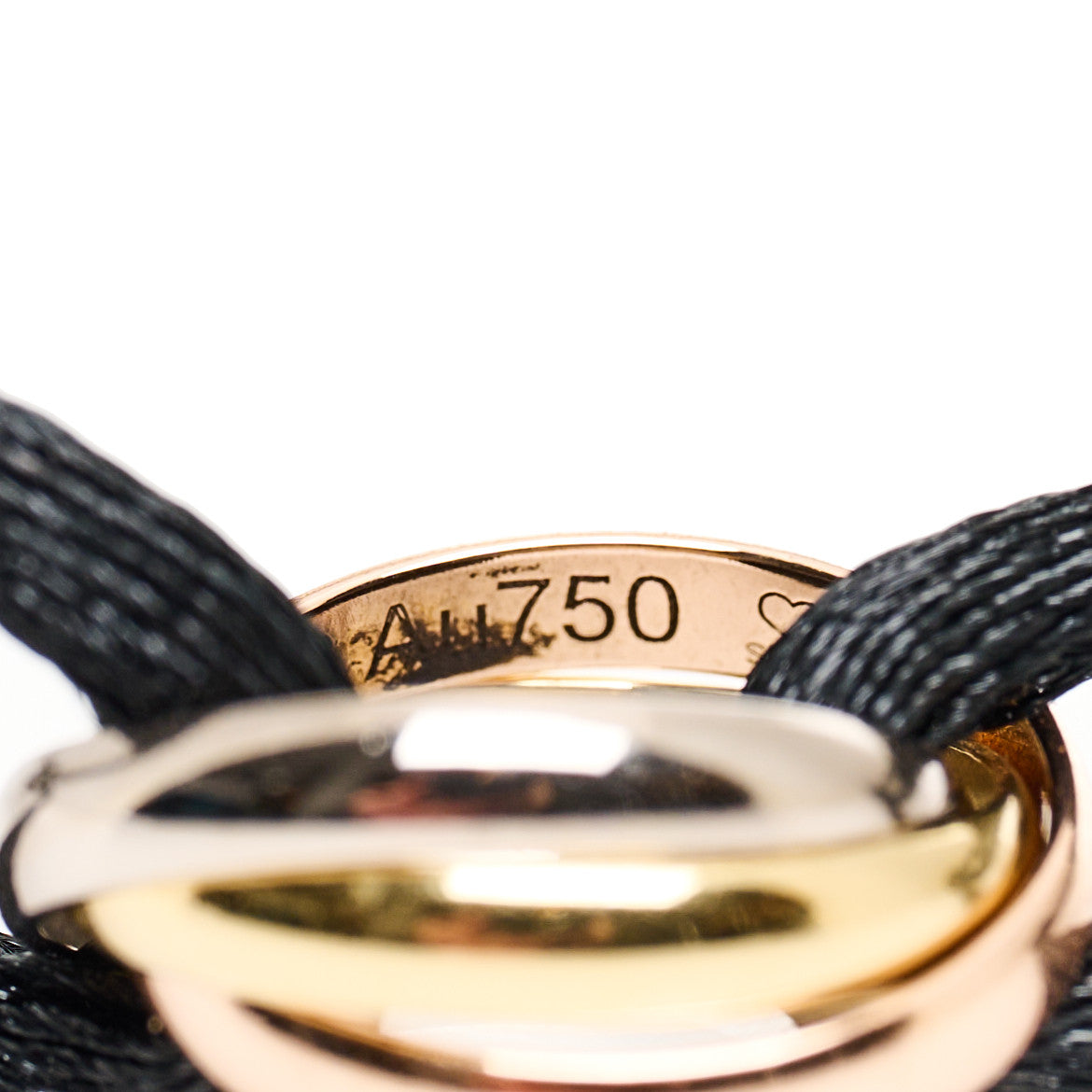Cartier 18K Pink Yellow White Gold Trinity Adjustable Cord Bracelet Black 6 of 8