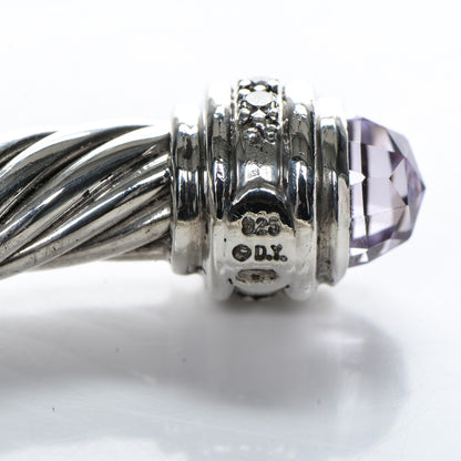 David Yurman Sterling Silver Diamond Amethyst 7mm Cable Classics Bracelet 4 of 5