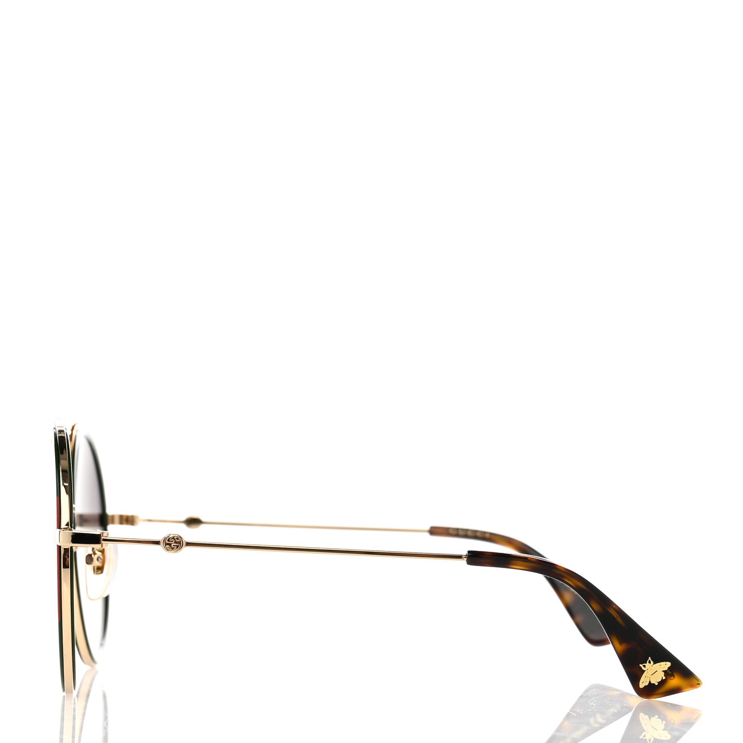 Gucci Metal Round Frame Sunglasses GG0061S Green Red 3 of 8