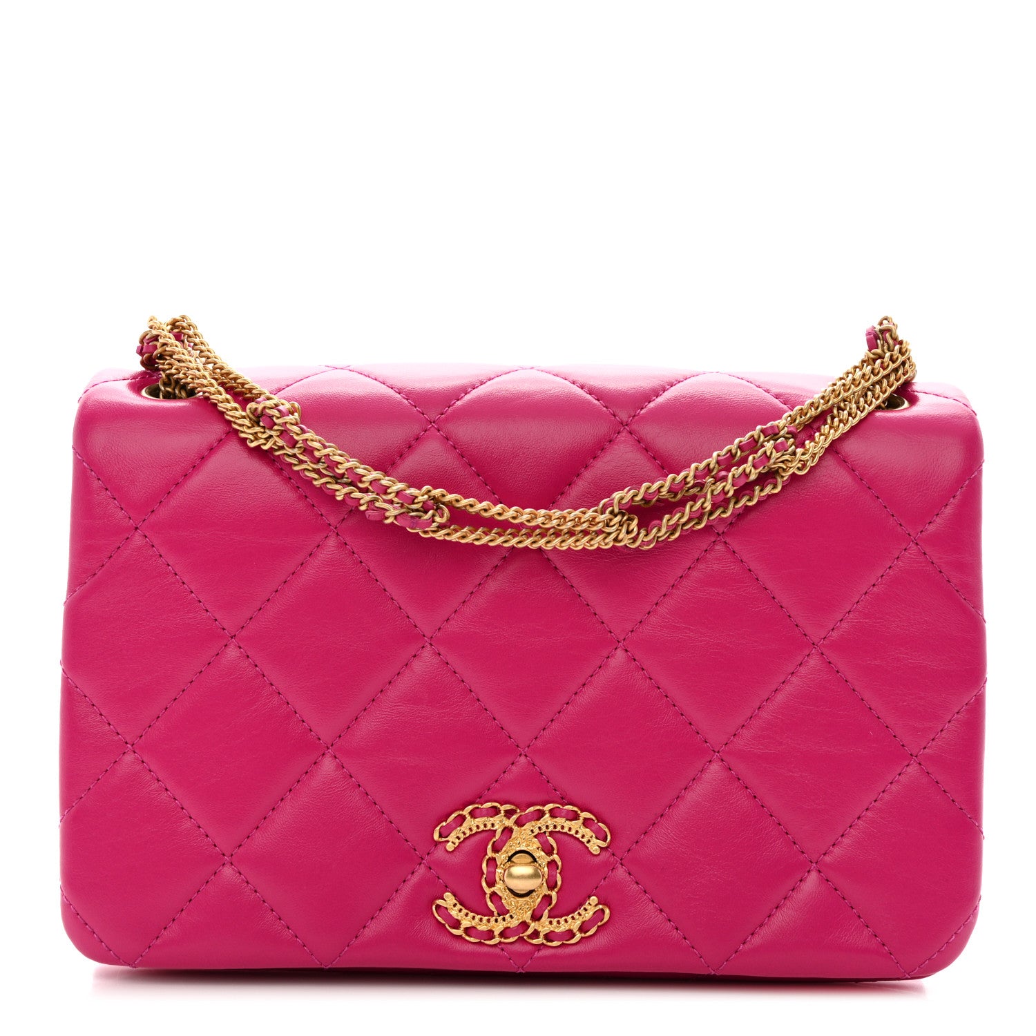 Chanel Lambskin Quilted On And On Small Chain Flap Fuchsia 1 of 11