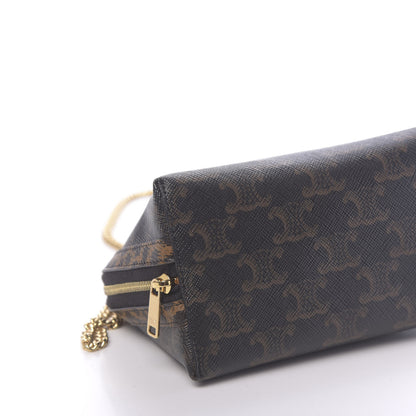 Celine Triomphe Canvas Calfskin Leopard Print Mini Clutch on Chain Black Tan 9 of 11