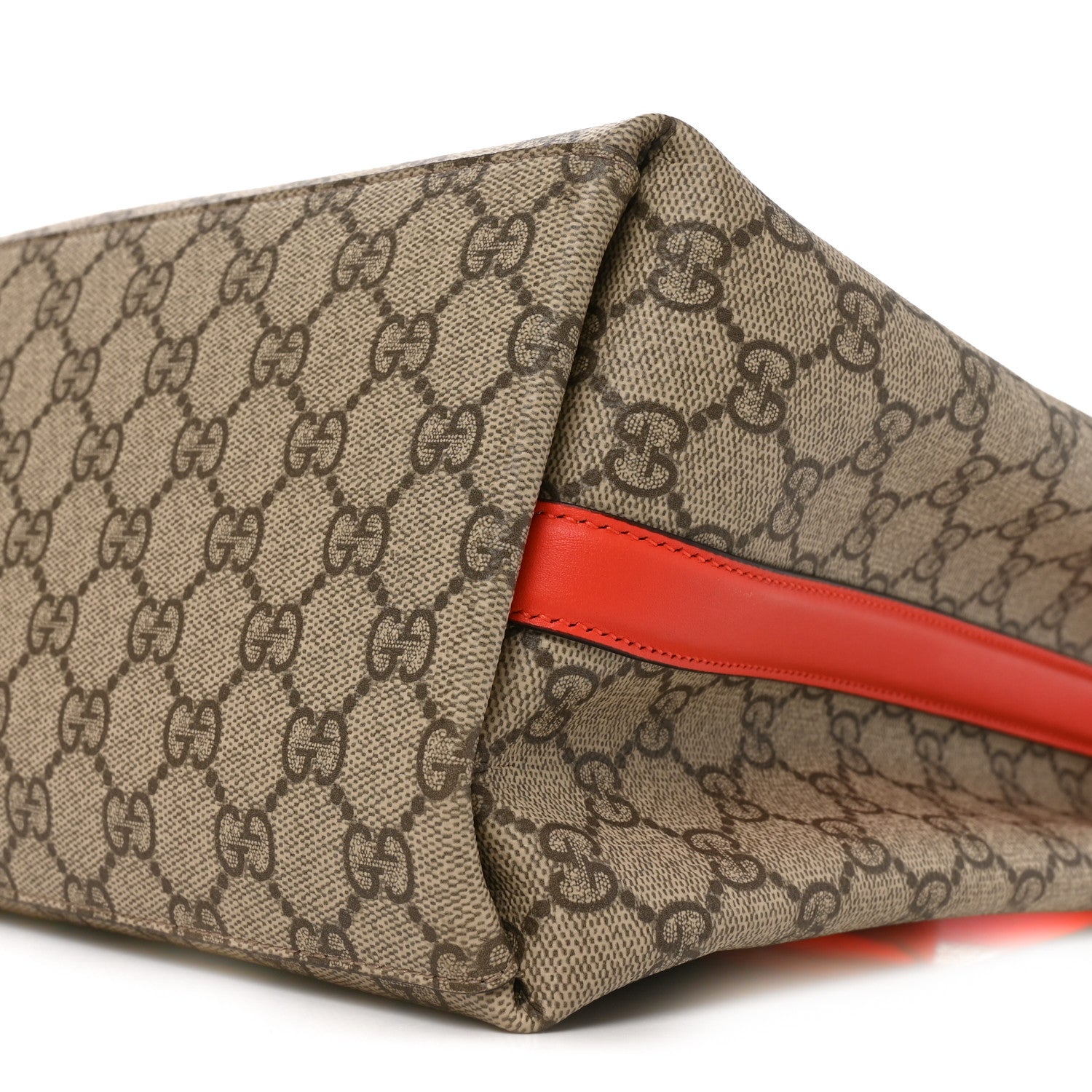 Gucci GG Supreme Monogram Medium Emblem Bucket Bag Beige Orange 9 of 9