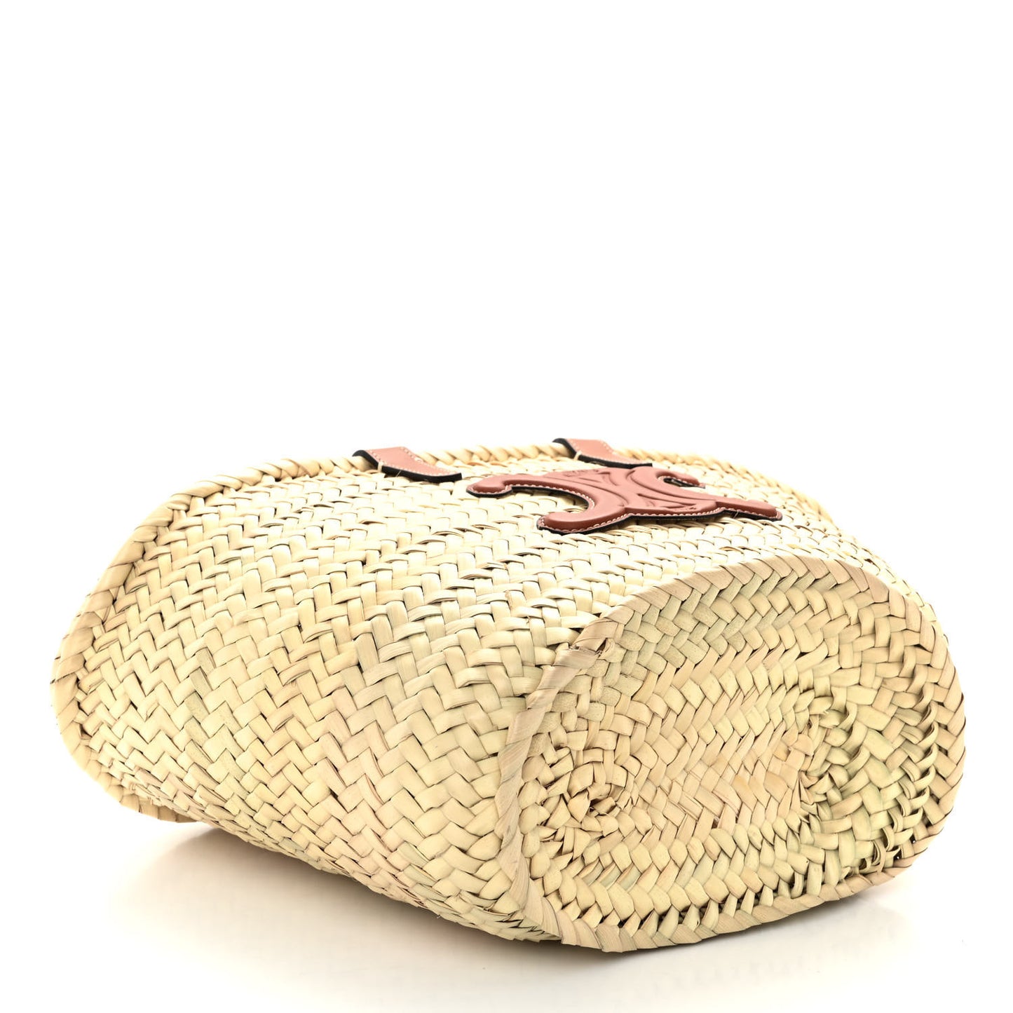 Raffia Calfskin Triomphe Teen Panier Tan