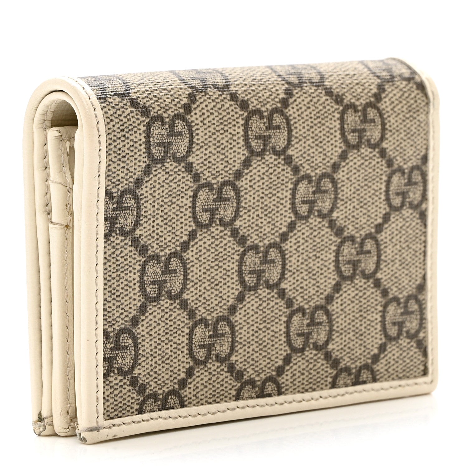Gucci GG Supreme Monogram Azalea Calfskin Horsebit 1955 Card Case Wallet Beige Ebony Mystic White 3 of 7
