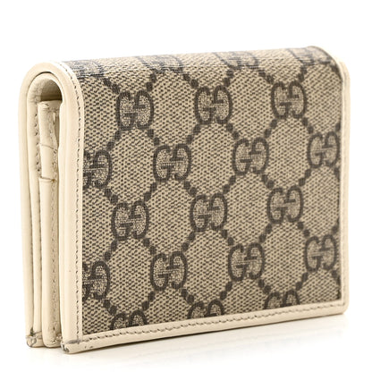 Gucci GG Supreme Monogram Azalea Calfskin Horsebit 1955 Card Case Wallet Beige Ebony Mystic White 3 of 7