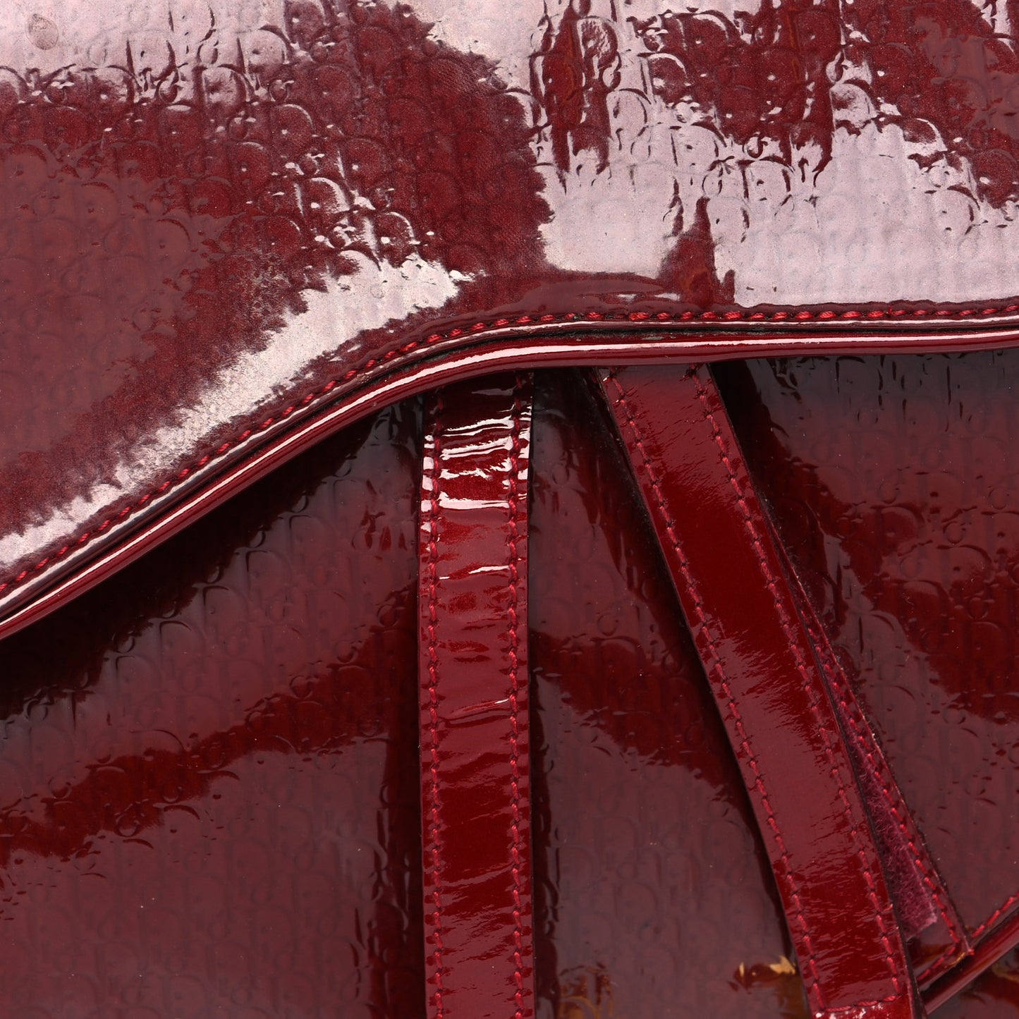 Patent Diorissimo Double Saddle Bag Dark Red