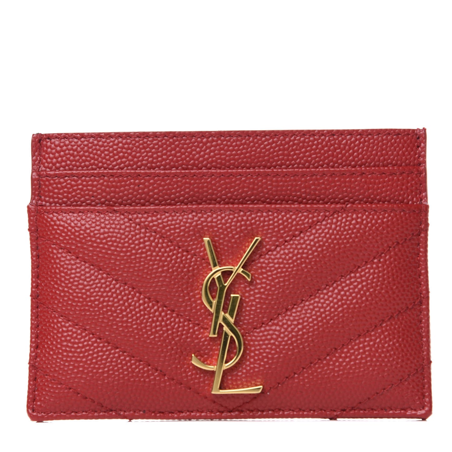 Grain De Poudre Matelasse Chevron Monogram Credit Card Case New Red