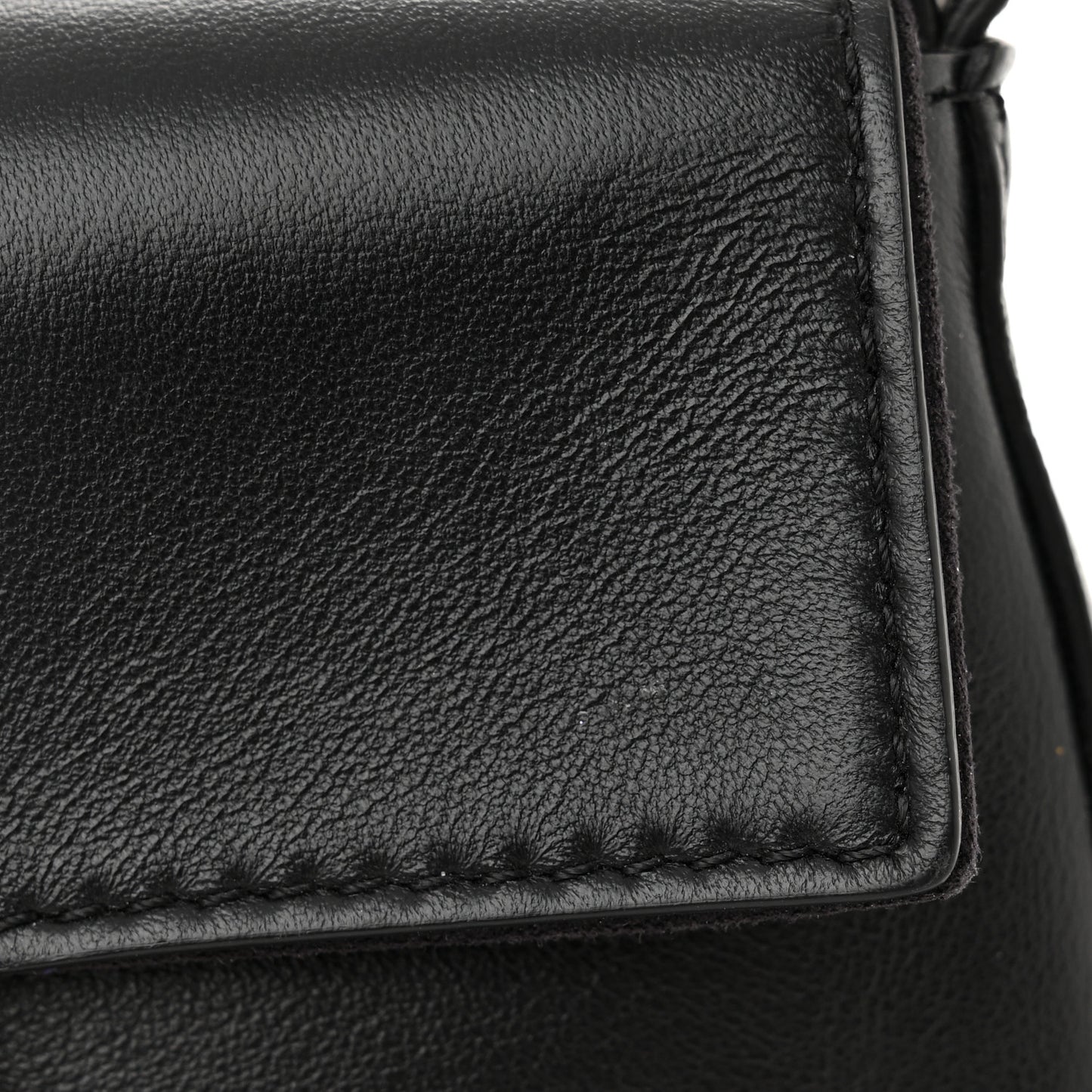 Lambskin Studded Heart Micro Baguette Black