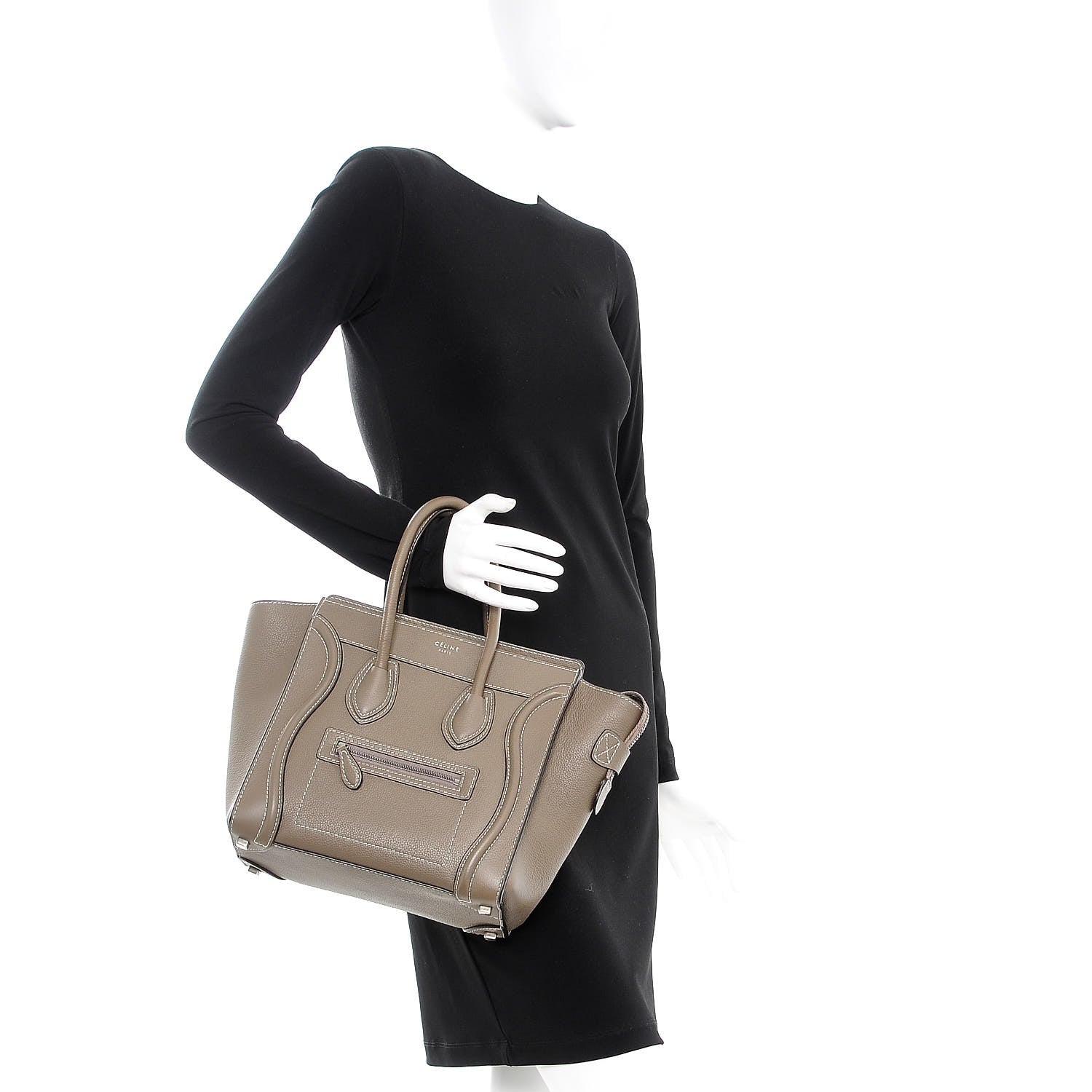 Celine Drummed Calfskin Micro Luggage Souris 2 of 9