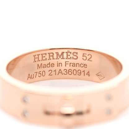 Hermes 18K Rose Gold Diamond PM Kelly Ring 52 6 4 of 5