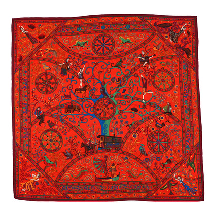 Hermes Cashmere Silk Peuple Du Vent Shawl 140 1 of 3
