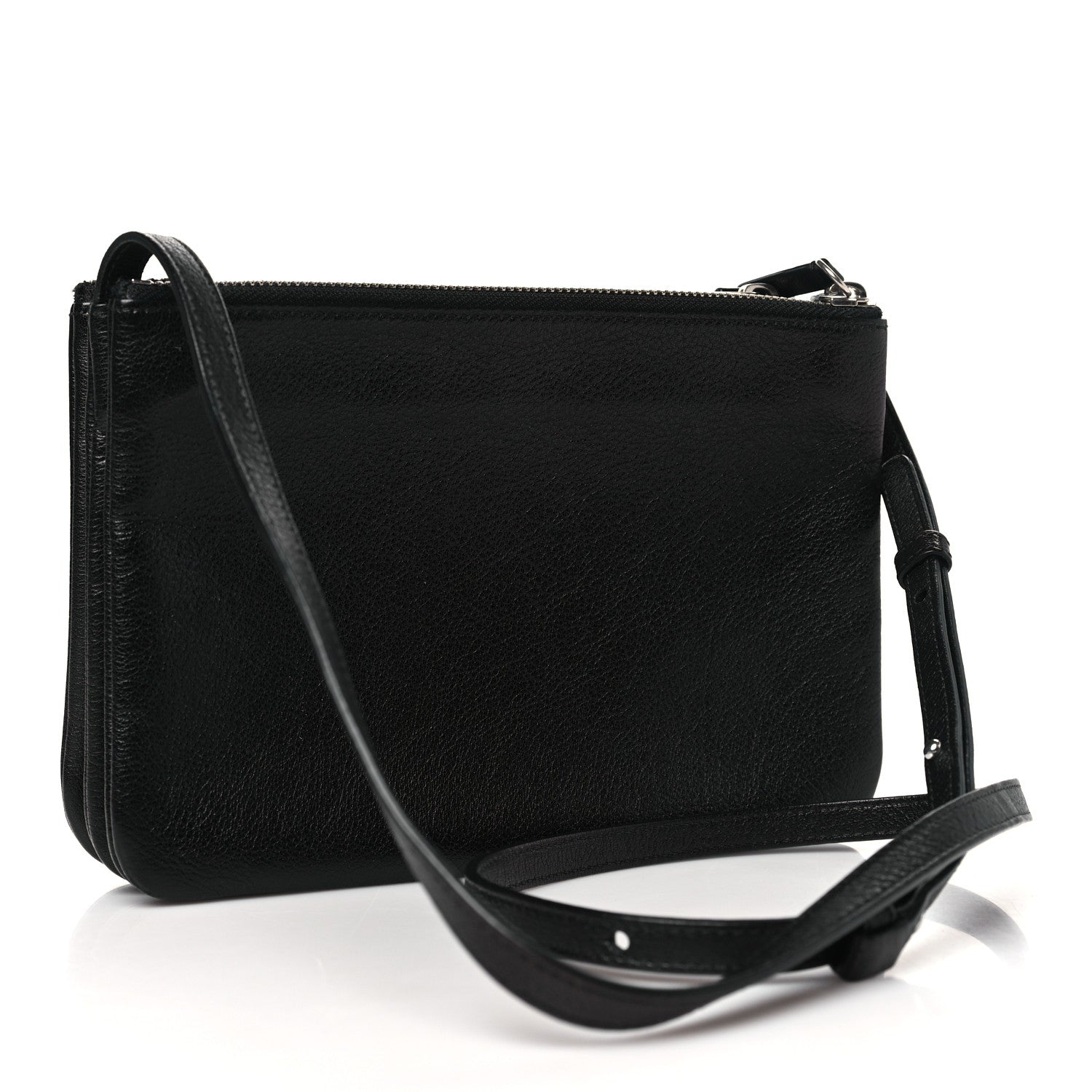 Celine Shiny Textured Calfskin Trio Crossbody Bag Black 3 of 12