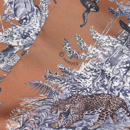 Hermes Silk Equateur Maxi Twilly Tabac Gris Bleuete 4 of 4