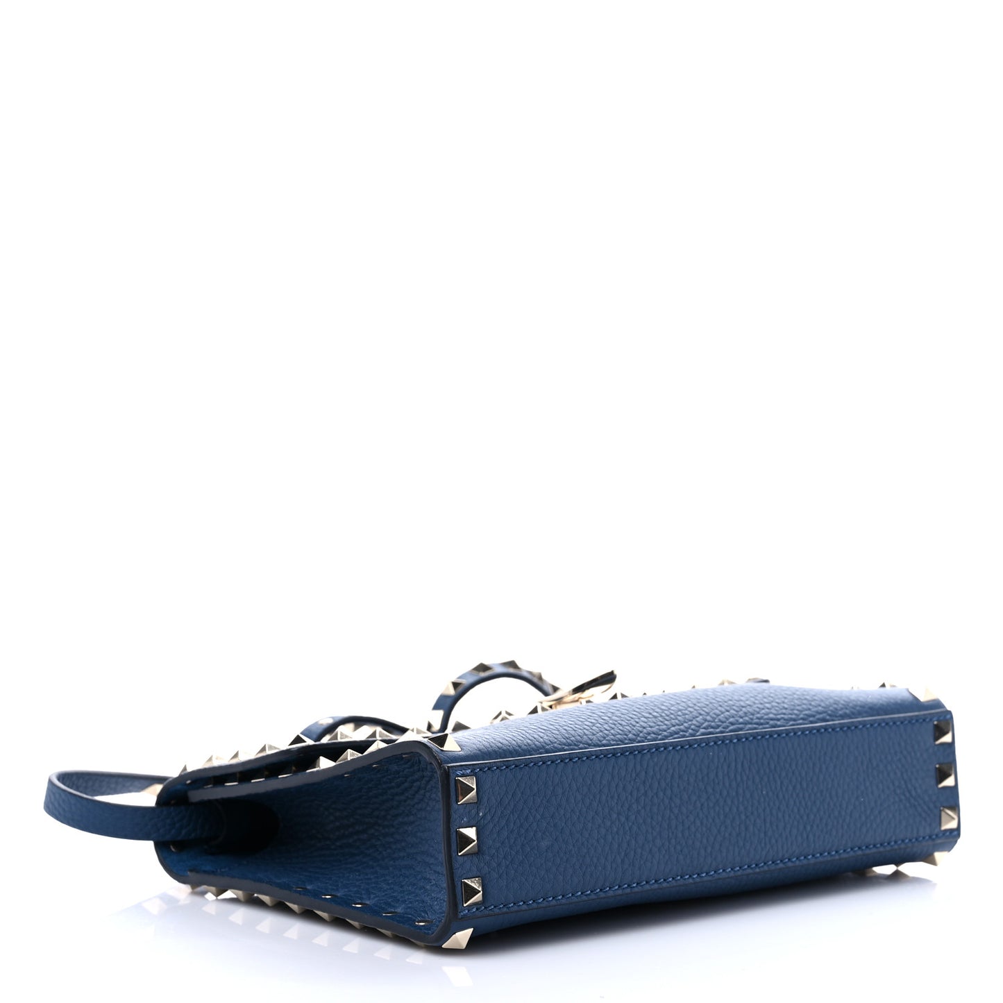 Pebbled Calfskin Medium Rockstud Flip Lock Crossbody Bag Peacock