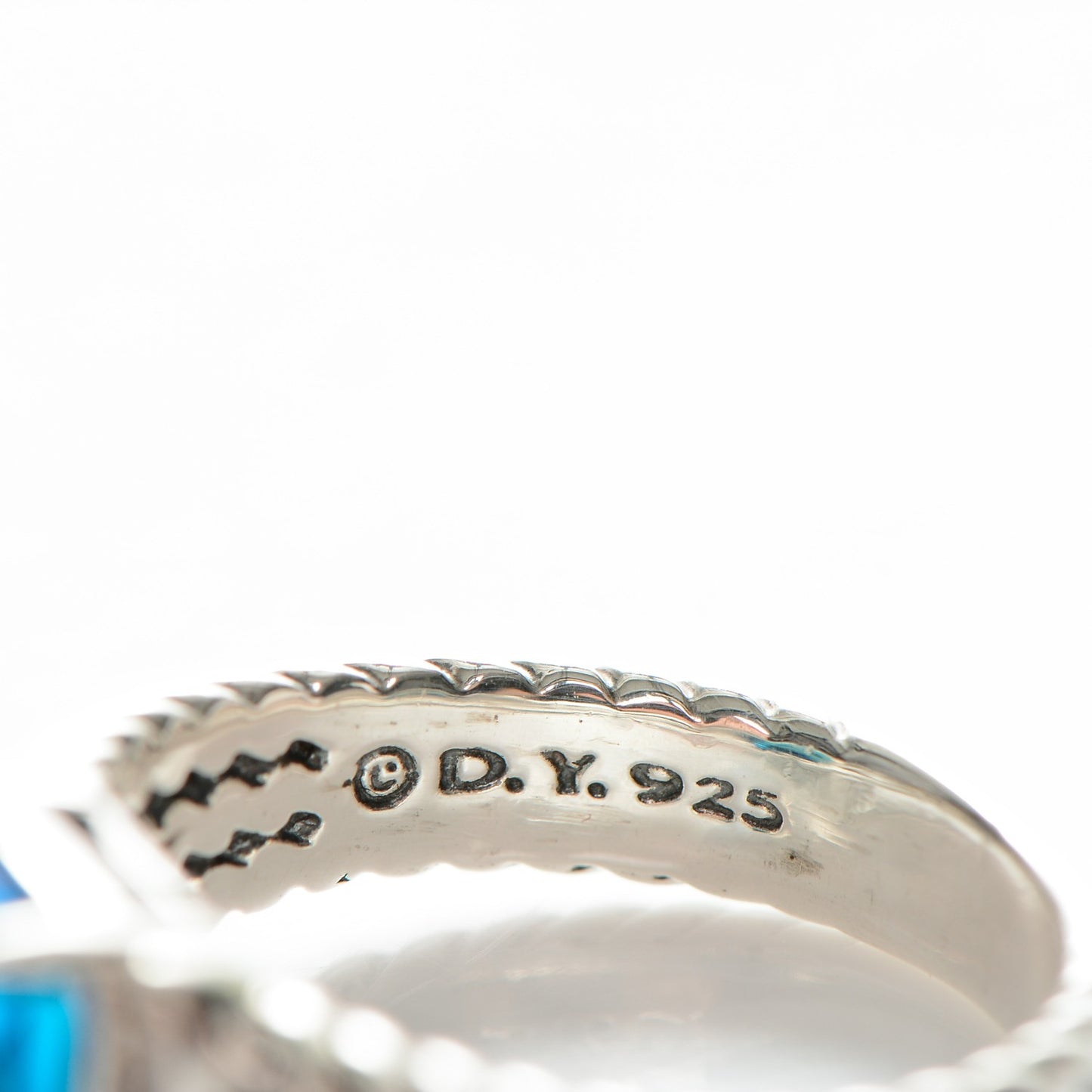Sterling Silver Diamond Blue Topaz 10mm Petite Wheaton Ring 57 8