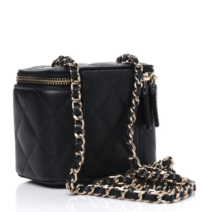 Chanel Caviar Quilted Mini Vanity Case With Chain Black 2 of 4
