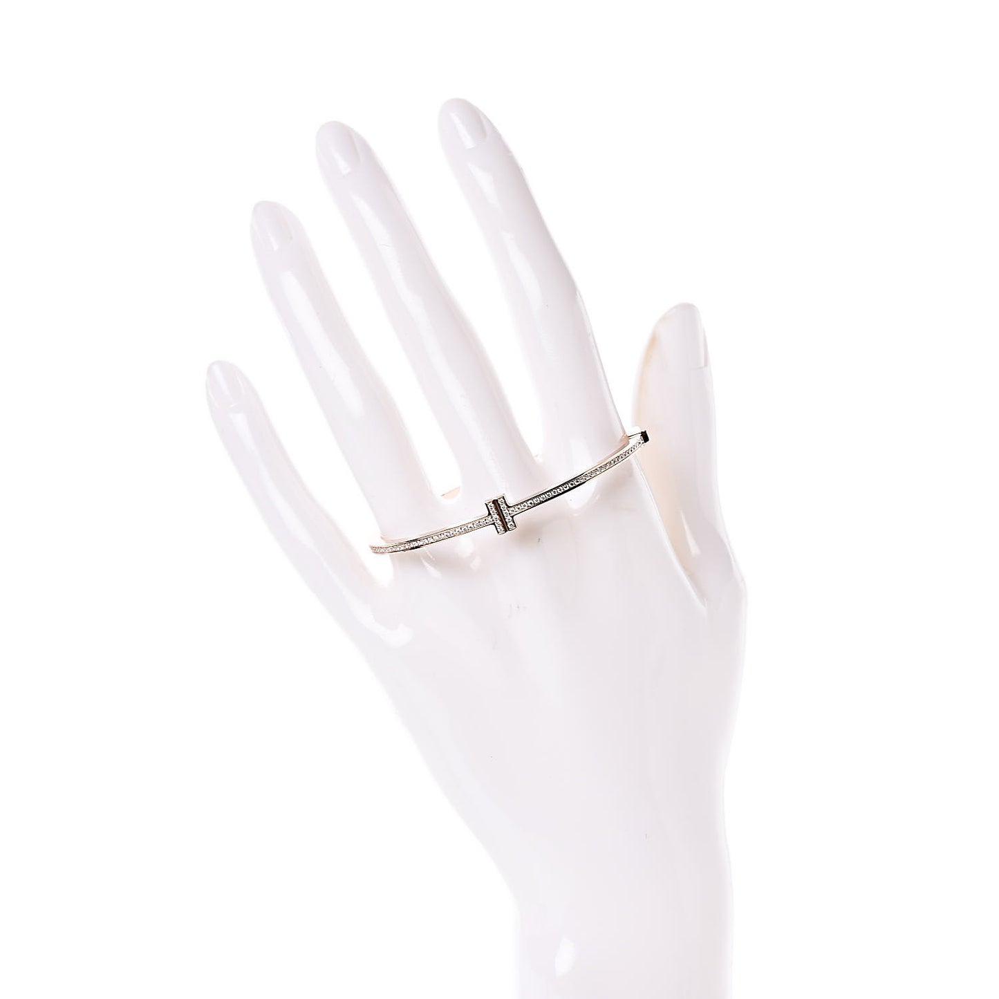 18K Rose Gold Diamond T Two Hinged Bangle Bracelet